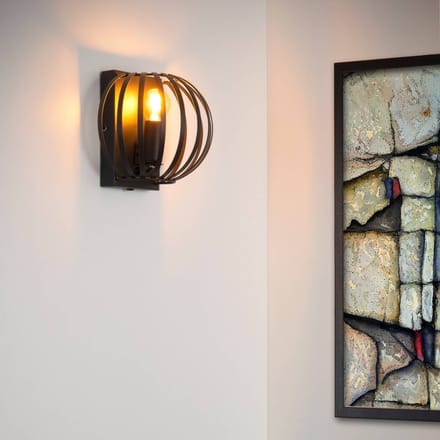 Lucide Wandlamp Manuela met kooikap, zwart