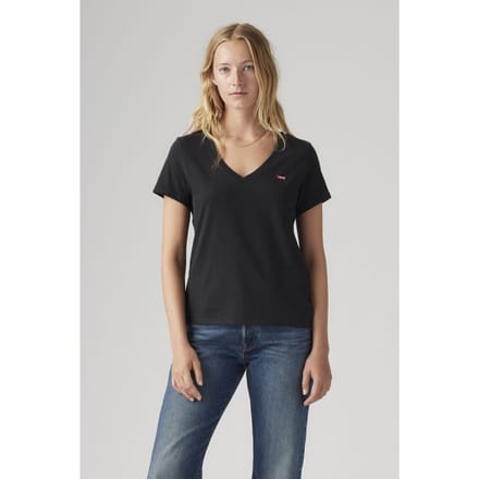 Levi's Perfect Slub V-neck Tee Black Größe: M | Hemden Outlet | Damen | Schwarz