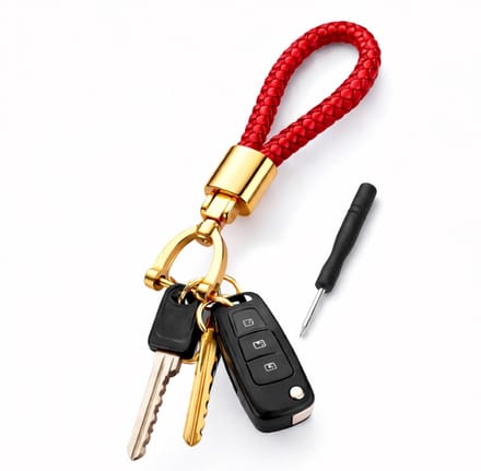 Sleutelhanger Auto I Sleutelhouder I Sleutelhanger Leer I Universeel I Rood / Goud