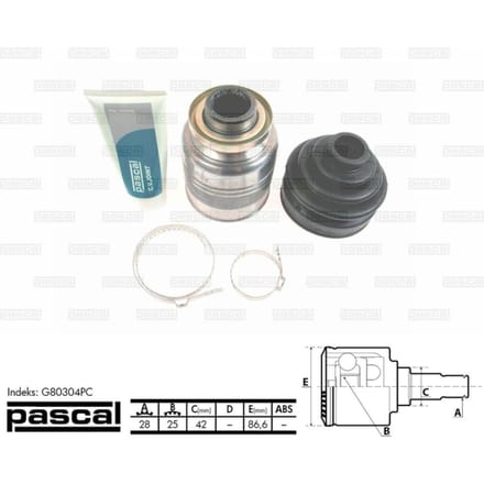 Homokineet reparatie set, aandrijfas PASCAL G80304PC rechts