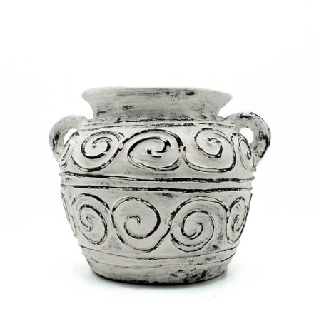 Griekse klei plantenpot met handvatten - crème 15 cm