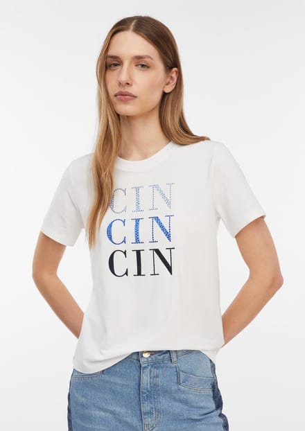 T-shirt met ronde hals van jersey normale pasvorm dames COMMA