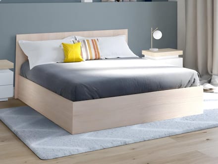 Vente-unique Bed met opbergruimte hout natuurlijk licht 160 x 200 cm