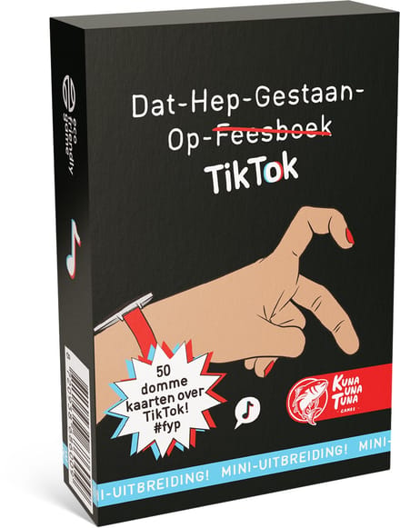 Dat Hep Gestaan Op TikTok uitbreiding voor Dat Hep Gestaan Op Feesboek - Nederlandstalig partyspel
