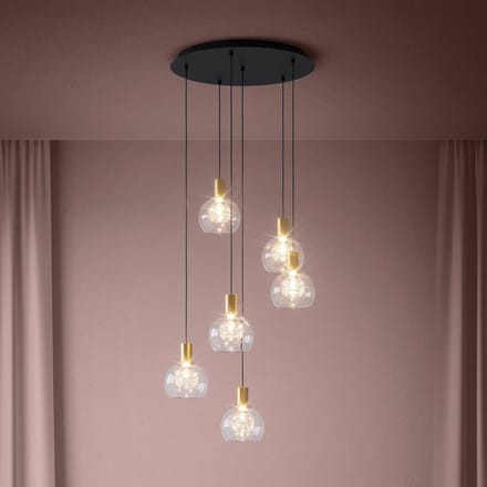 Stars of Light LED hanglamp Terque, messing, Ø 54 cm, 6-lamps