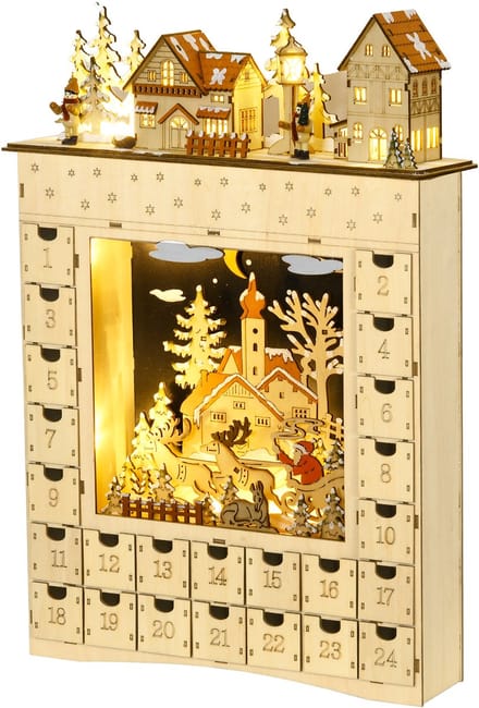 4goodz Adventskalender met led-verlichting 24 laden 36x52 cm