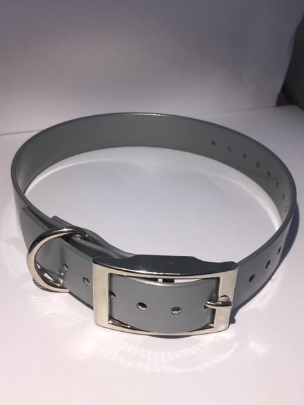 Halsband BioThane GOLD - ZILVERGRIJS - 450mmX19mm - dubbele gesp