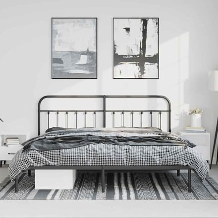 vidaXL - Bedframe - met - hoofdbord - metaal - zwart - 193x203 - cm