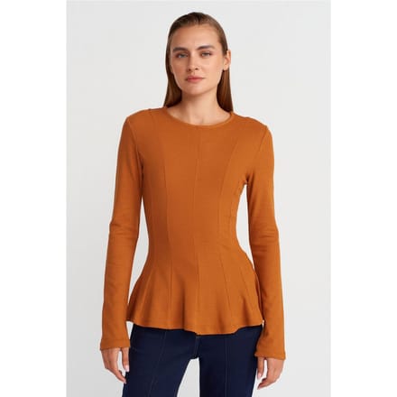 Getailleerde Textuur Gebreide Peplum Blouse