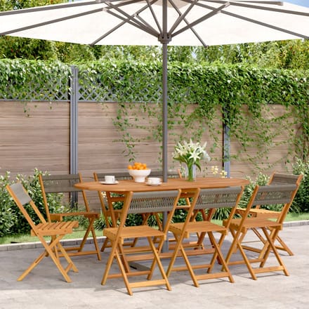 vidaXL - Opklapbare - stoelen, - 8 - stuks, - grijs, - massief - acaciahout