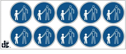 Kinderen moeten begeleid worden gebodssticker - M065 | 5 cm - 10 stuks per vel