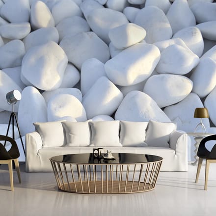 Fotobehang - White Pebbles.