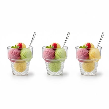 Alessandro ijscoupe Sicilie - 3x stuks - glas - 230 ml - 9 x 9 cm - ijsbeker