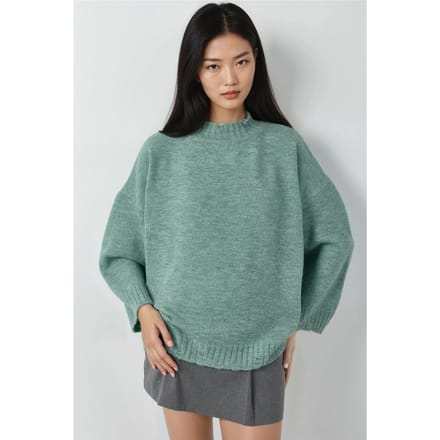 Oversized Gewoven Trui met Ronde Hals