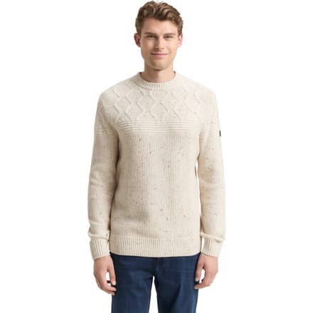 Tom Tailor - Gebreide trui met structuurmix - Maat XXXL - offwhite melange multi neps