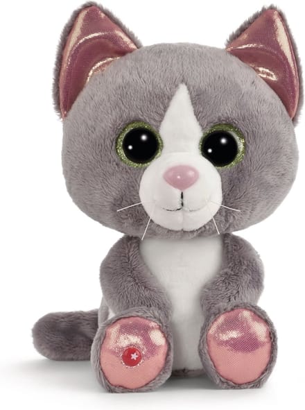 Nici knuffel kat Felinja grijs pluche speelgoed 25cm glitter.