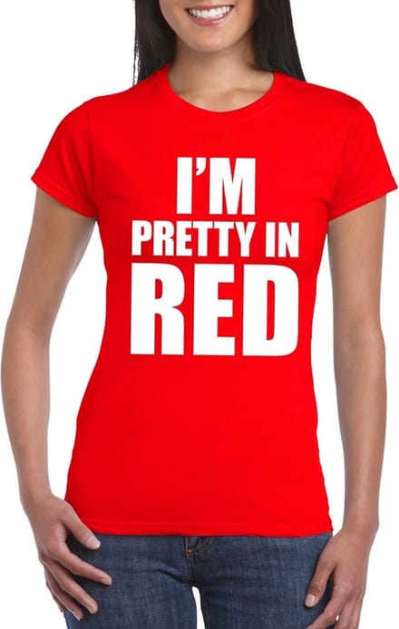 I'm pretty in red t-shirt rood dames M