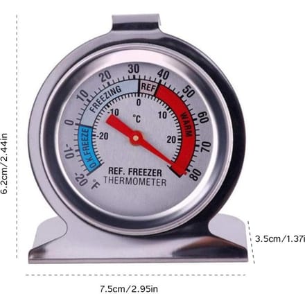 Koelkastthermometers Grote Wijzerplaat Koelkast Vriezer Thermometer met Haak gray