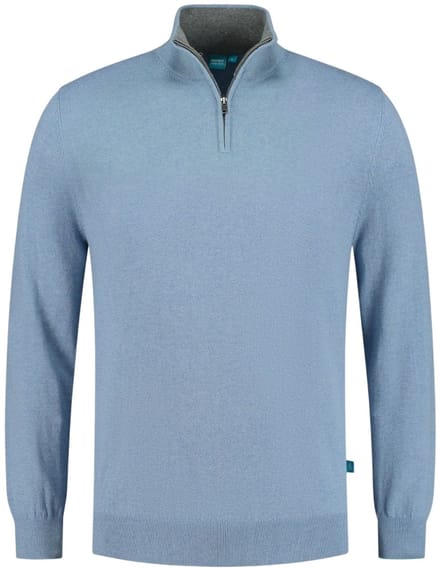 District Indigo Half-Zip Trui Lightblue Melange (7.21.507.550 - 018)