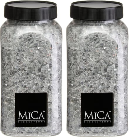 Mica Decorations decoratie stenen / granulaat - 2x - 650 ml - 1-2 mm - spiegel glas - siergrind