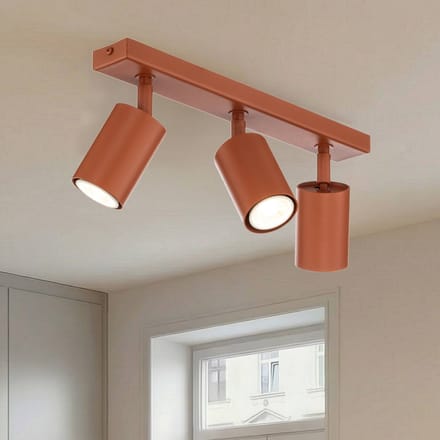 SIGMA Plafondspot Zoom, 3-lamps, rood, staal, GU10