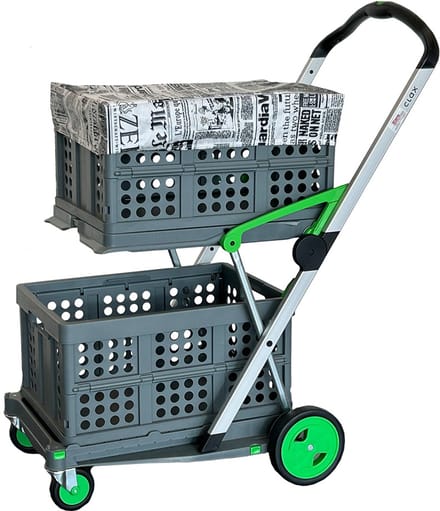 CLAX COMPLEET opvouwbare boodschappen trolley 2 kratten & krathoes | Groen | Laadcapaciteit: 60 kg