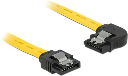 SATA datakabel - recht / haaks naar rechts - plat - SATA600 - 6 Gbit/s / geel - 0,30 meter