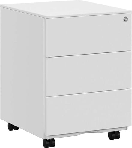 FurnStar - Ladeblok - Afsluitbare Lade - Metaal - 3 Lades - 45 x 39 x 55 cm - Wit