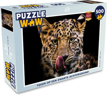 Puzzel Luipaard - Zwart - Close up - Legpuzzel - Puzzel 500 stukjes