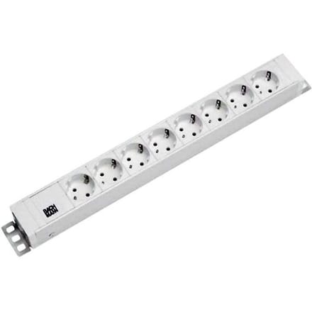 Bachmann 333.001 19 inch Stekkerdoos voor patchkast 1 HE Geaarde contactdoos Wit