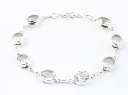 Hoogglans zilveren armband met bergkristal