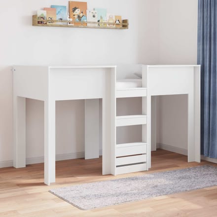 vidaXL - Stapeld - bed - voor - kids - Wit - 75 - x - 190 - cm - Bewerkt - hout