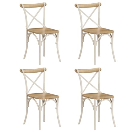 vidaXL - Kruisstoelen - 4 - st - massief - mangohout - wit