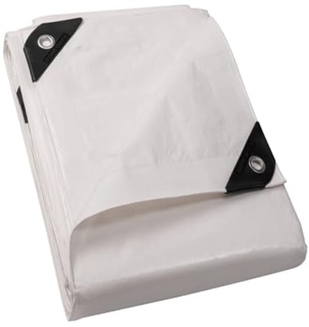 Waterdicht afdekzeil met inslagringen, 4 x 4 m, wit, 120 g/m², polyester, UV-gestabiliseerd, scheurvast