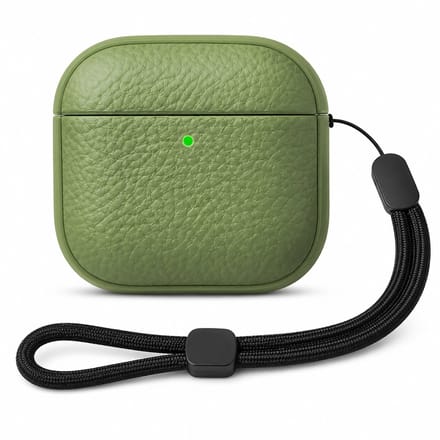 Enluxe Case Geschikt voor Airpods 4 - Legergroene Case - Schokbestendige Hardcase met Clip