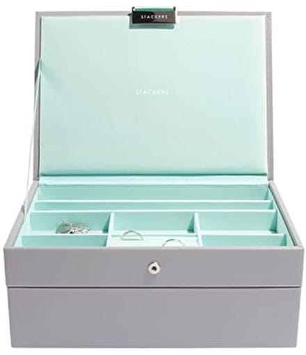 Grijze en Mint Groene Sieradenbox Set van 2
