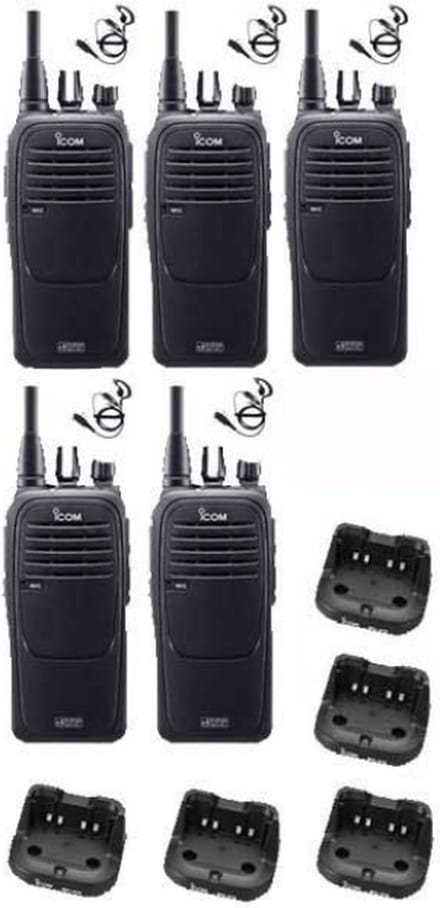 Set van 5 Icom IC-F29DR3 Digitaal portofoons met G-shape headsets