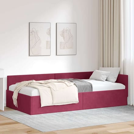 vidaXL - Hoek - Bed - Frame - Wijnrood - 90 - x - 200 - cm - Fluweel