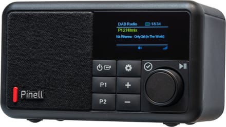 PREMIUM Pinell Compact draagbare DAB+/FM Bluetooth wekker batterij 8u