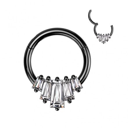 Piercing PVD 5 Baguette 1.2x10 - zwart - LMPiercings