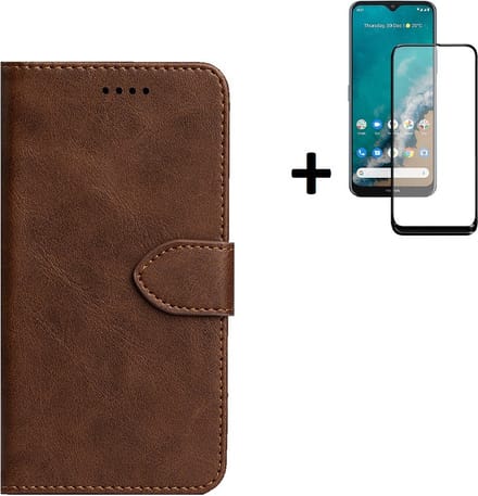 Hoesje Geschikt voor Nokia G50 - Screenprotector Nokia G50 - Wallet Bookcase Bruin + Full Screenprotector