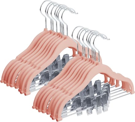 Famanu - Kinder broekhangers set van 16 fluweel antislip roze