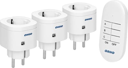 Schakelaar met afstandsbediening - Stopcontact 3x Schuko max. afstand 30 meter - Schakelset voor binnen max. 3000 Watt - Wit