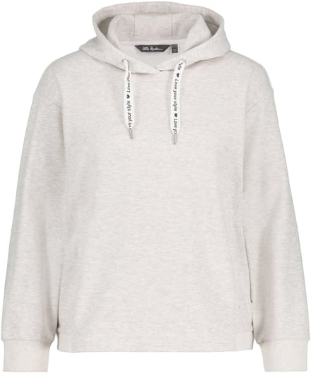 Ulla Popken - Dames - hoodie visgraat oversized lange mouwen capuchonshirt - Lichtgrijs melange - Maat 46+