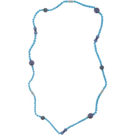 Behave – Ketting – Houten kralen – Blauw;Grijs – 90 cm – Boho Chic