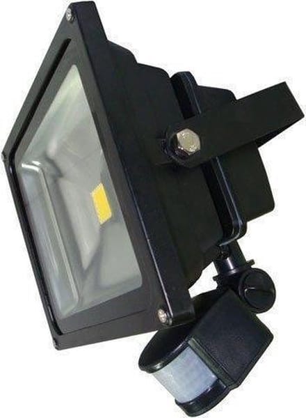 50W LED / PIR Schijnwerper Warm Wit 3200K grijze behuizing IP65