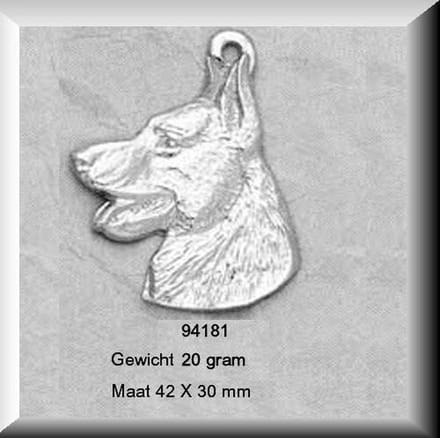 Unieke grote zilveren hanger van een herdershond
