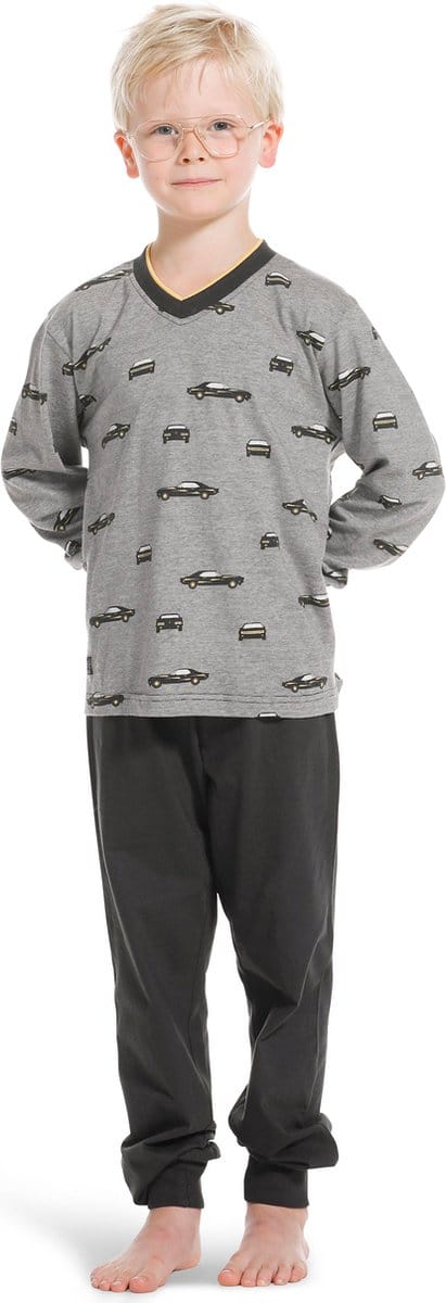 Katoenen jongens pyjama auto-s - Grijs - Maat - 140