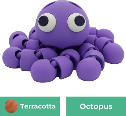 Flexibele octopus beeld – Decoratief beeld - Terracotta - 3d geprinte beeld – Unieke woondecoratie - 25CM