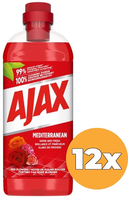 Ajax Mediterranean Red Flowers All-Purpose Cleaner 12 x 1000ml